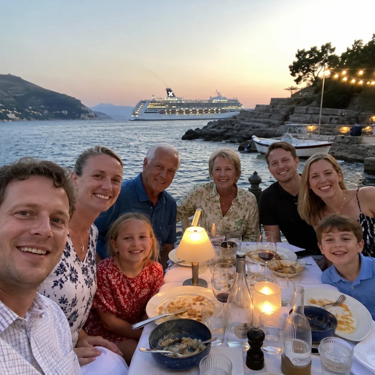 A family on holiday together at the beach