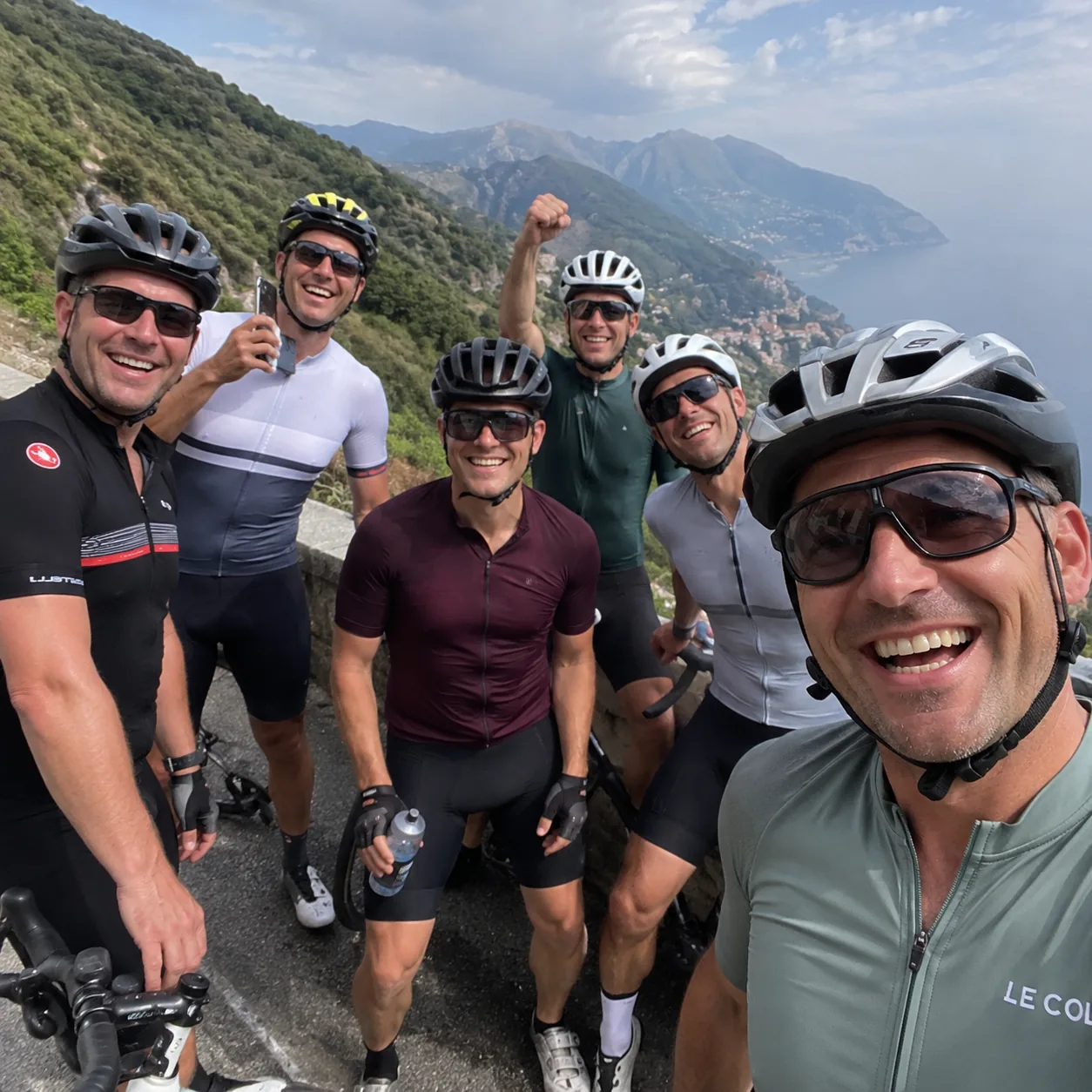 A group of friends celebrating together on a hen or stag trip
